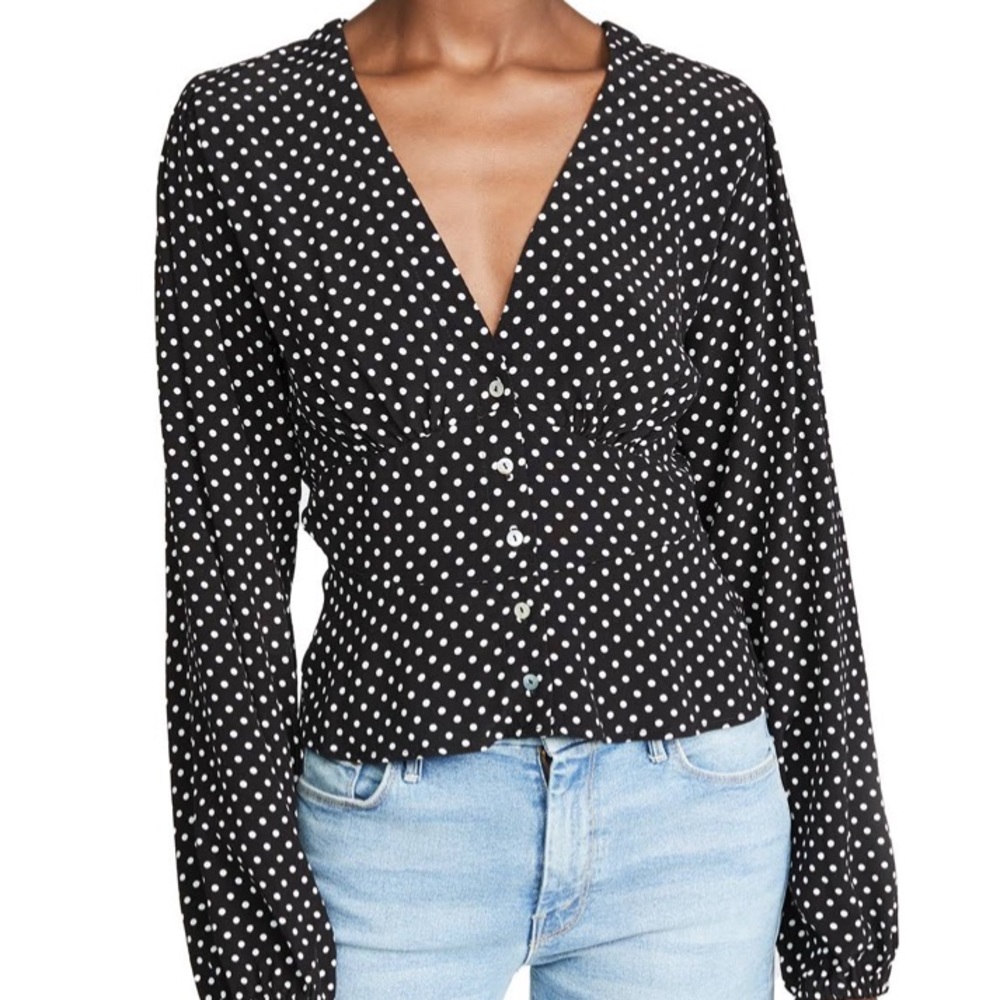 Free people polka dot top!